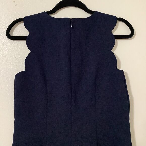 J. Crew Factory Scallop Hem Navy Summer Minimalist Casual Knee Length Dress Sz 4 - Picture 8 of 9